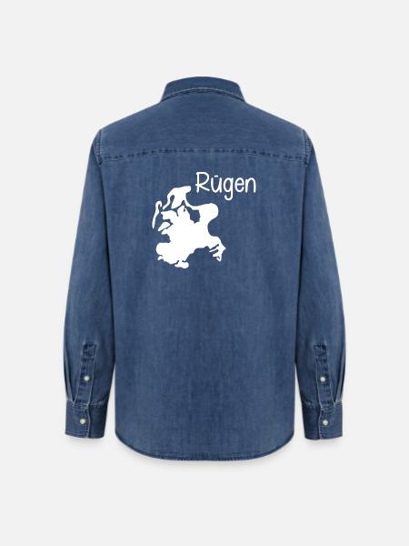 Rügen - Frauen Jeanshemd Organic von Stanley/Stella - verwaschenes Mittelblau