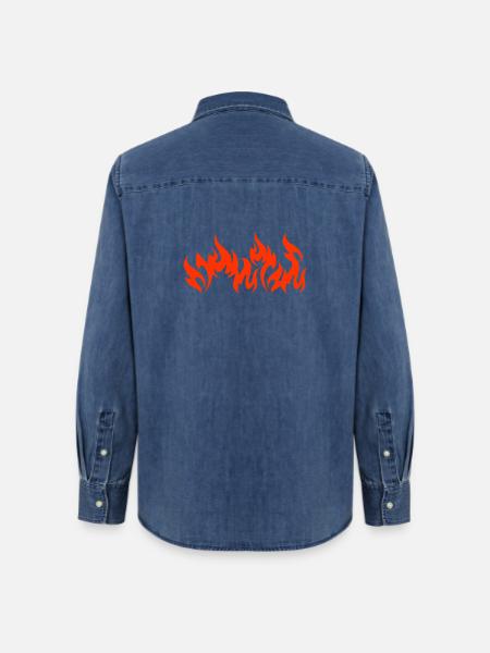 Feuer und Flamme - Frauen Jeanshemd Organic von Stanley/Stella - verwaschenes Mittelblau