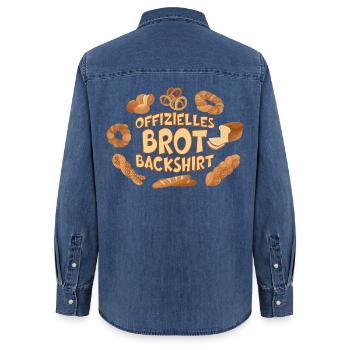 OFFIZIELLES BROT BACKSHIRT BÄCKER - Frauen Jeanshemd Organic von Stanley/Stella - verwaschenes Mittelblau  - Hinten - AI Model Female 172 light (172cm)
