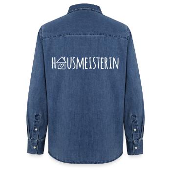 Hausmeisterin - Frauen Jeanshemd Organic von Stanley/Stella - verwaschenes Mittelblau  - Hinten - AI Model Female 172 light (172cm)