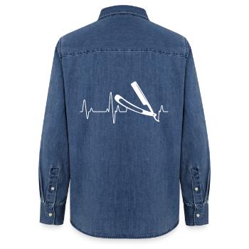 Barbier - Chemise en denim femme bio Stanley/Stella - bleu moyen délavé  - Dos - AI Model Female 172 light (172cm)