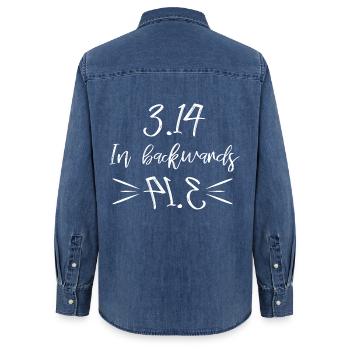 Wissenschaft - Frauen Jeanshemd Organic von Stanley/Stella - verwaschenes Mittelblau  - Hinten - AI Model Female 172 light (172cm)