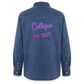 COLLEAGUE - Women’s Organic Denim Shirt by Stanley/Stella - mid washy  - Back - AI Model Female 172 light (172cm)