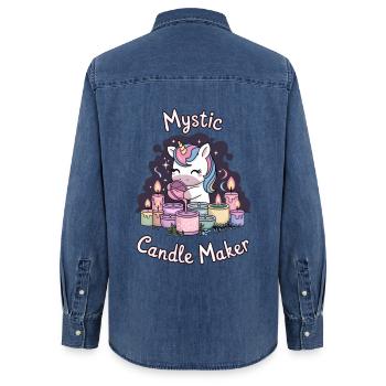 Mystischer Kerzenhersteller. - Frauen Jeanshemd Organic von Stanley/Stella - verwaschenes Mittelblau  - Hinten - AI Model Female 172 light (172cm)