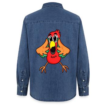 Parrot jungle - Women’s Organic Denim Shirt by Stanley/Stella - mid washy  - Back - AI Model Female 172 light (172cm)