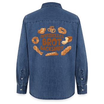 OFFIZIELLES BACKSHIRT BROT BÄCKER - Frauen Jeanshemd Organic von Stanley/Stella - verwaschenes Mittelblau  - Hinten - AI Model Female 172 light (172cm)