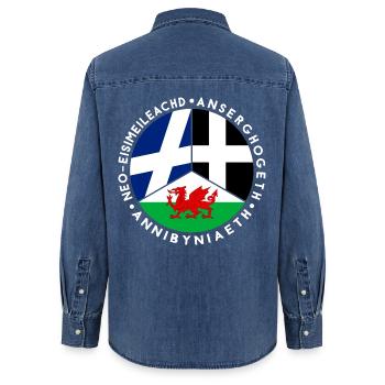 Schottische, walisische, kornische Unabhängigkeit, keltisch - Frauen Jeanshemd Organic von Stanley/Stella - verwaschenes Mittelblau  - Hinten - AI Model Female 172 light (172cm)