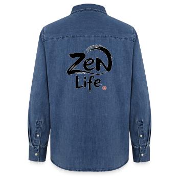 Zen-Leben: Frieden und Gleichgewicht - Frauen Jeanshemd Organic von Stanley/Stella - verwaschenes Mittelblau  - Hinten - AI Model Female 172 light (172cm)