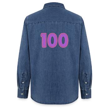 100. 100 ANS. 100e ANNIVERSAIRE - Chemise en denim femme bio Stanley/Stella - bleu moyen délavé  - Dos - AI Model Female 172 light (172cm)