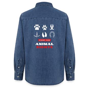 droits des animaux - Chemise en denim femme bio Stanley/Stella - bleu moyen délavé  - Dos - AI Model Female 172 light (172cm)