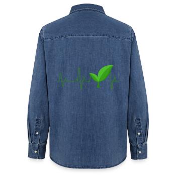 Vegan - Women’s Organic Denim Shirt by Stanley/Stella - mid washy  - Back - AI Model Female 172 light (172cm)