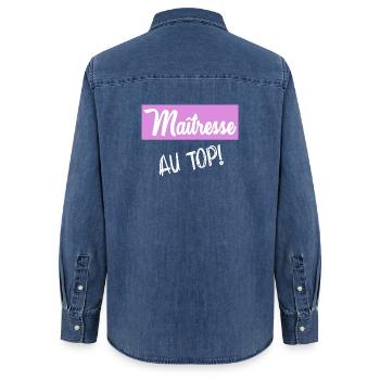 VIELEN DANK. GELIEBTE - Frauen Jeanshemd Organic von Stanley/Stella - verwaschenes Mittelblau  - Hinten - AI Model Female 172 light (172cm)
