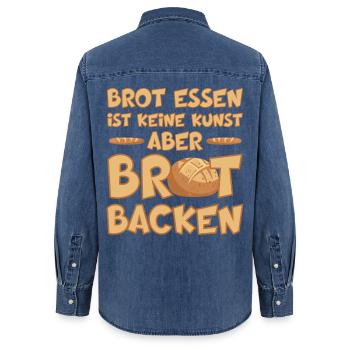 BROT BACKEN IST EINE KUNST - Frauen Jeanshemd Organic von Stanley/Stella - verwaschenes Mittelblau  - Hinten - AI Model Female 172 light (172cm)