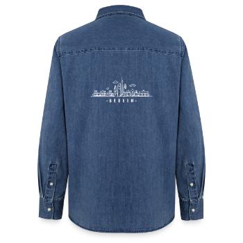 Berlin Skyline Brandenburger Tor Hauptstadt - Frauen Jeanshemd Organic von Stanley/Stella - verwaschenes Mittelblau  - Hinten - AI Model Female 172 light (172cm)