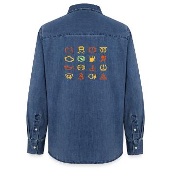 Auto-Kontrollleuchten - Frauen Jeanshemd Organic von Stanley/Stella - verwaschenes Mittelblau  - Hinten - AI Model Female 172 light (172cm)