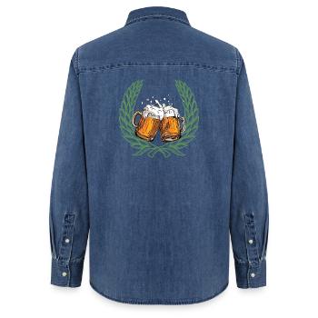 Bière sacrée - Chemise en denim femme bio Stanley/Stella - bleu moyen délavé  - Dos - AI Model Female 172 light (172cm)