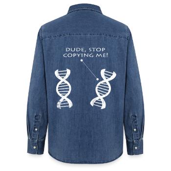 Biology Funny Sayings DNA Biologists Gift - Women’s Organic Denim Shirt by Stanley/Stella - mid washy  - Back - AI Model Female 172 light (172cm)