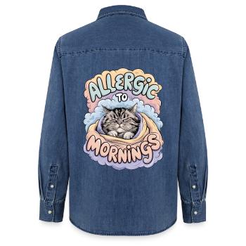 Allergique au matin - Chemise en denim femme bio Stanley/Stella - bleu moyen délavé  - Dos - AI Model Female 172 light (172cm)