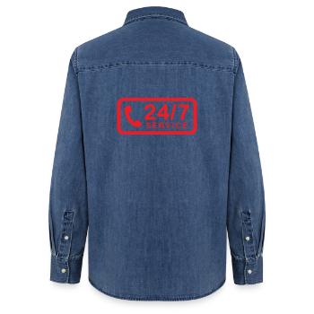 Service 24h/24 et 7h/24 - Chemise en denim femme bio Stanley/Stella - bleu moyen délavé  - Dos - AI Model Female 172 light (172cm)