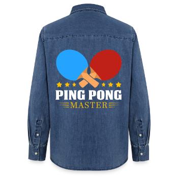 Table tennis - Women’s Organic Denim Shirt by Stanley/Stella - mid washy  - Back - AI Model Female 172 light (172cm)