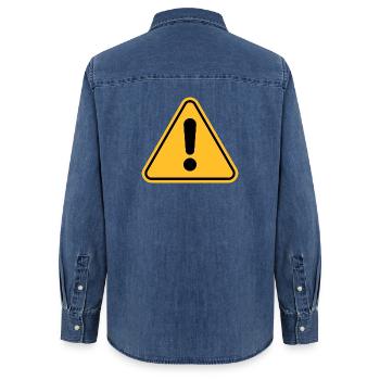 Panneau d’avertissement / Point d’exclamation - Chemise en denim femme bio Stanley/Stella - bleu moyen délavé  - Dos - AI Model Female 172 light (172cm)