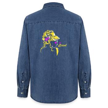 Die Braut Frau Frauen Damen Heirat JGA Jungesellin - Frauen Jeanshemd Organic von Stanley/Stella - verwaschenes Mittelblau  - Hinten - AI Model Female 172 light (172cm)