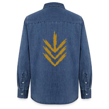 Down arrow icon gold - Women’s Organic Denim Shirt by Stanley/Stella - mid washy  - Back - AI Model Female 172 light (172cm)