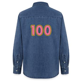 100. 100 ANS. 100e ANNIVERSAIRE. ANNIVERSAIRE 100 - Chemise en denim femme bio Stanley/Stella - bleu moyen délavé  - Dos - AI Model Female 172 light (172cm)