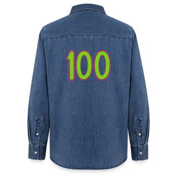 100. 100 ANS. 100e ANNIVERSAIRE. ANNIVERSAIRE 100 - Chemise en denim femme bio Stanley/Stella - bleu moyen délavé  - Dos - AI Model Female 172 light (172cm)
