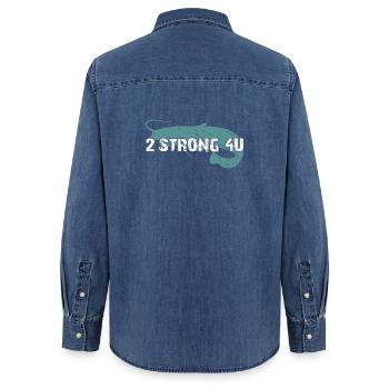 La pêche au poisson-chat est trop forte pour vous - Chemise en denim femme bio Stanley/Stella - bleu moyen délavé  - Dos - AI Model Female 172 light (172cm)