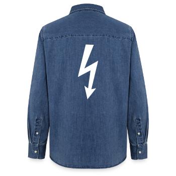 Logo de l’éclair - Chemise en denim femme bio Stanley/Stella - bleu moyen délavé  - Dos - AI Model Female 172 light (172cm)