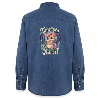 Stimmen Sie sich auf die Natur ein! - Frauen Jeanshemd Organic von Stanley/Stella - verwaschenes Mittelblau  - Hinten - AI Model Female 172 light (172cm)