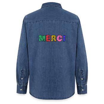 VIELEN DANK. GELIEBTE - Frauen Jeanshemd Organic von Stanley/Stella - verwaschenes Mittelblau  - Hinten - AI Model Female 172 light (172cm)