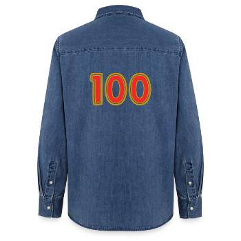 100. 100 ANS. 100e ANNIVERSAIRE. ANNIVERSAIRE 100 - Chemise en denim femme bio Stanley/Stella - bleu moyen délavé  - Dos - AI Model Female 172 light (172cm)