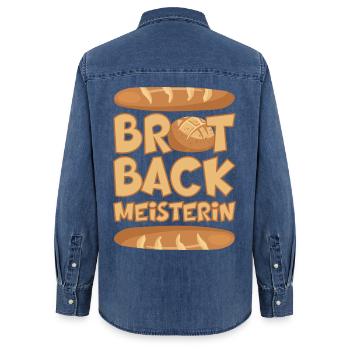 BROT BACKMEISTERIN BROT BACKEN BÄCKERIN - Frauen Jeanshemd Organic von Stanley/Stella - verwaschenes Mittelblau  - Hinten - AI Model Female 172 light (172cm)