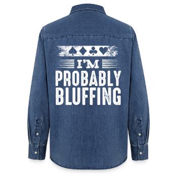 I'm Probably Bluffing Poker Poker Player Gift - Women’s Organic Denim Shirt by Stanley/Stella - mid washy  - Back - AI Model Female 172 light (172cm)