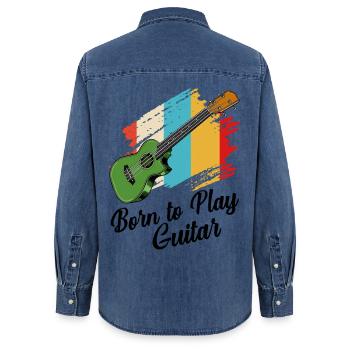 guitare - Chemise en denim femme bio Stanley/Stella - bleu moyen délavé  - Dos - AI Model Female 172 light (172cm)