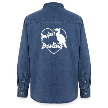 Le Cormoran - Le favori du pêcheur sportif - Chemise en denim femme bio Stanley/Stella - bleu moyen délavé  - Dos - AI Model Female 172 light (172cm)