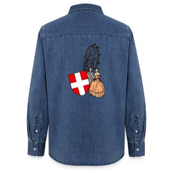 Panorama de Vienne - Chemise en denim femme bio Stanley/Stella - bleu moyen délavé  - Dos - AI Model Female 172 light (172cm)