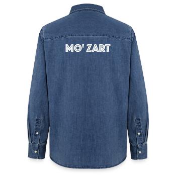 Mozart Wolfgang Amadeus - Chemise en denim femme bio Stanley/Stella - bleu moyen délavé  - Dos - AI Model Female 172 light (172cm)