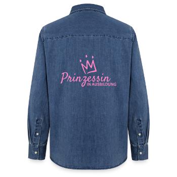Prinzessin - Frauen Jeanshemd Organic von Stanley/Stella - verwaschenes Mittelblau  - Hinten - AI Model Female 172 light (172cm)