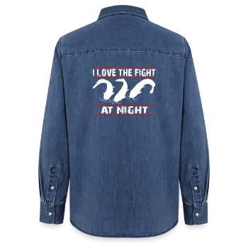 I poisson-chat - pêcheur de poisson-chat - Chemise en denim femme bio Stanley/Stella - bleu moyen délavé  - Dos - AI Model Female 172 light (172cm)