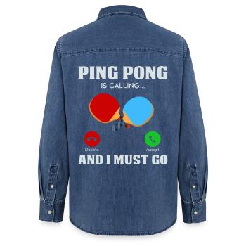 Table tennis - Women’s Organic Denim Shirt by Stanley/Stella - mid washy  - Back - AI Model Female 172 light (172cm)