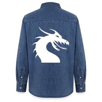 Drachenkopf Regattashirt - Frauen Jeanshemd Organic von Stanley/Stella - verwaschenes Mittelblau  - Hinten - AI Model Female 172 light (172cm)