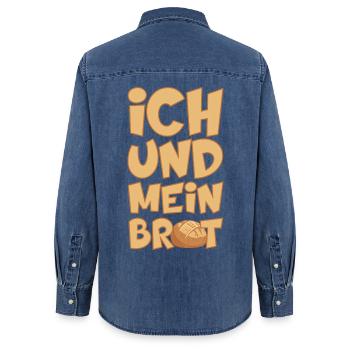 BÄCKER ICH UND MEIN BROT BACKEN - Frauen Jeanshemd Organic von Stanley/Stella - verwaschenes Mittelblau  - Hinten - AI Model Female 172 light (172cm)