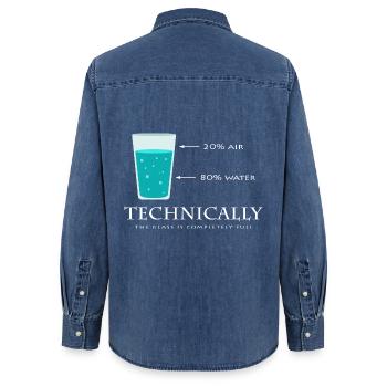 Wissenschaft - Frauen Jeanshemd Organic von Stanley/Stella - verwaschenes Mittelblau  - Hinten - AI Model Female 172 light (172cm)