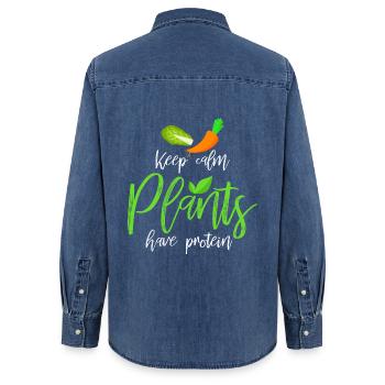 Vegan - Women’s Organic Denim Shirt by Stanley/Stella - mid washy  - Back - AI Model Female 172 light (172cm)