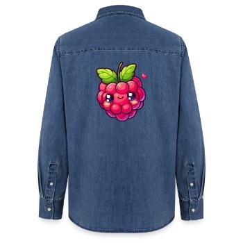 Himbeere - Herz - Frauen Jeanshemd Organic von Stanley/Stella - verwaschenes Mittelblau  - Hinten - AI Model Female 172 light (172cm)