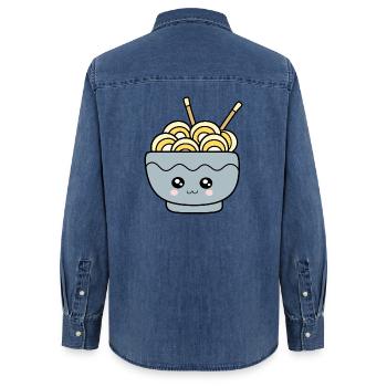 Ramen Noodles Japan Cuisine - Women’s Organic Denim Shirt by Stanley/Stella - mid washy  - Back - AI Model Female 172 light (172cm)