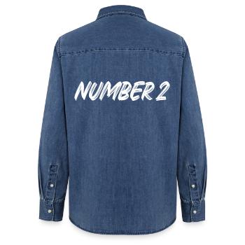 Number 2 - two - second - second - 2 - number 2 - Women’s Organic Denim Shirt by Stanley/Stella - mid washy  - Back - AI Model Female 172 light (172cm)